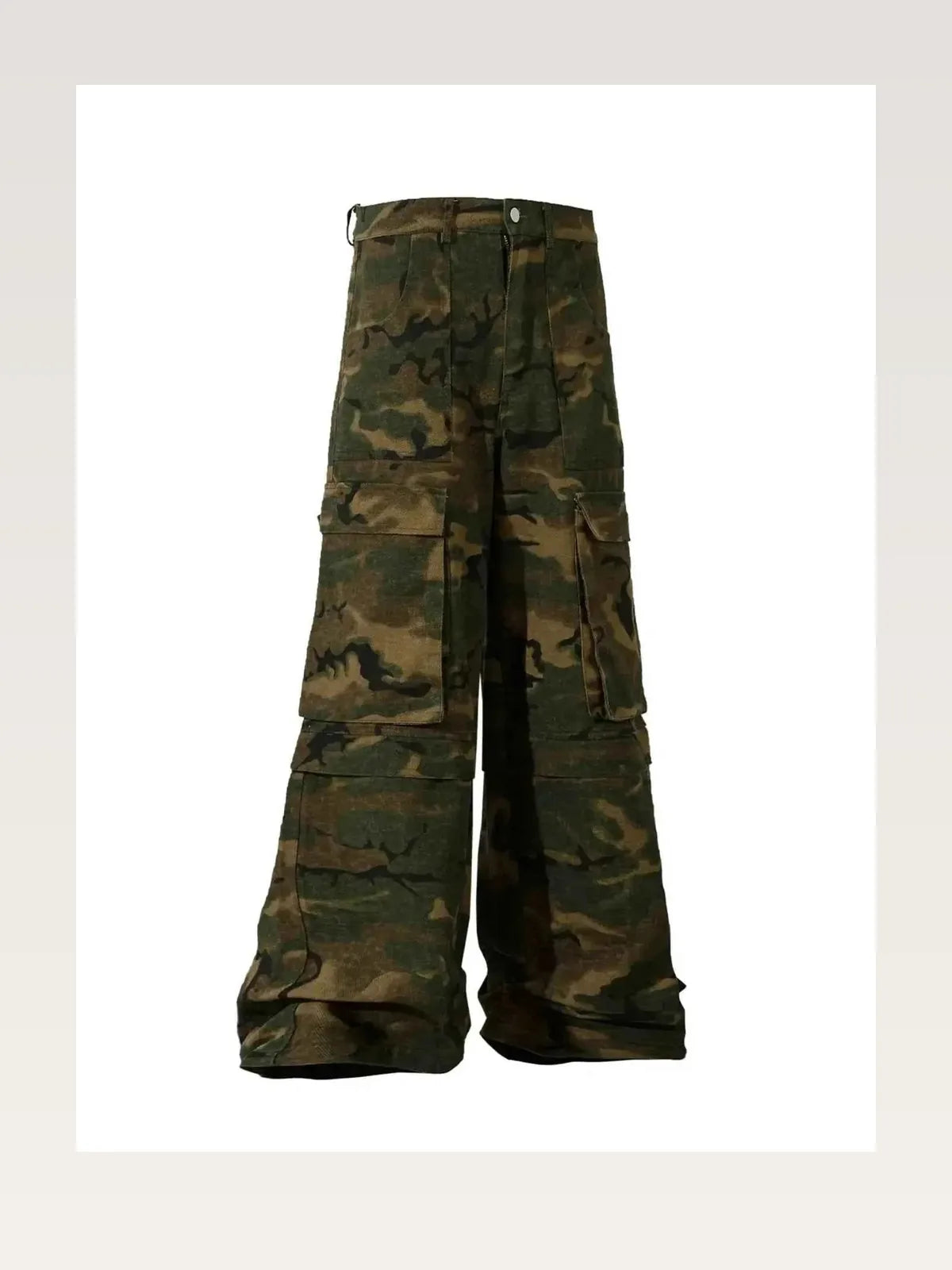 Green Utility Men's Wide Leg Camouflage Cargo Pants — styled showcase — Livostyle