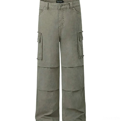 Men's Wide Leg Cargo Pants with Multi-Pockets — square view — Livostyle