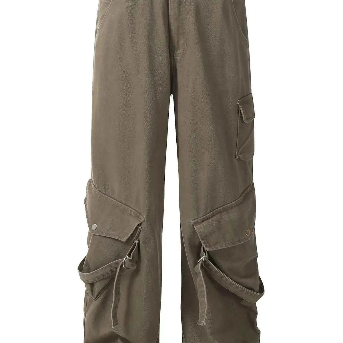 Curry Olive Men's Straight Leg Cargo Pants — square view — Livostyle