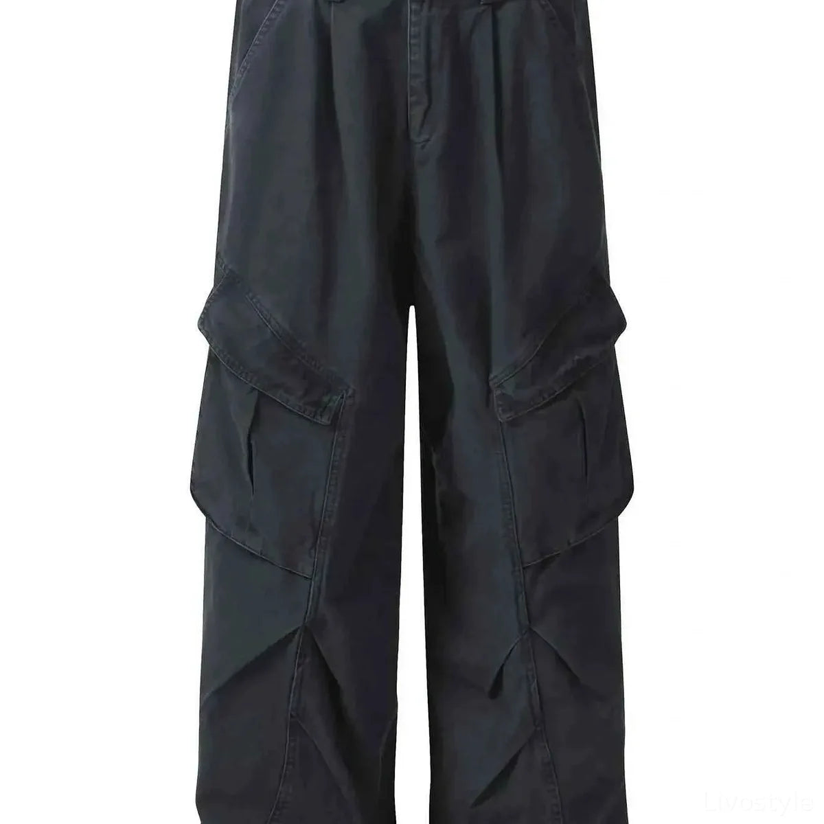 Men's Wide Leg Cargo Pants with Multi Pockets — square view — Livostyle