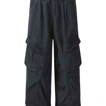 Men's Wide Leg Cargo Pants with Multi Pockets — square view — Livostyle