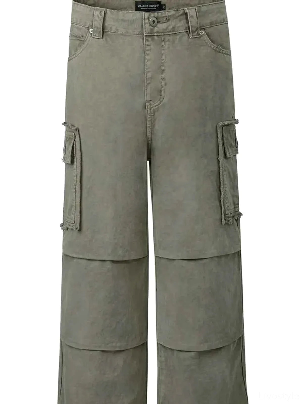 Men's Wide Leg Cargo Pants with Multi-Pockets — detail view — Livostyle