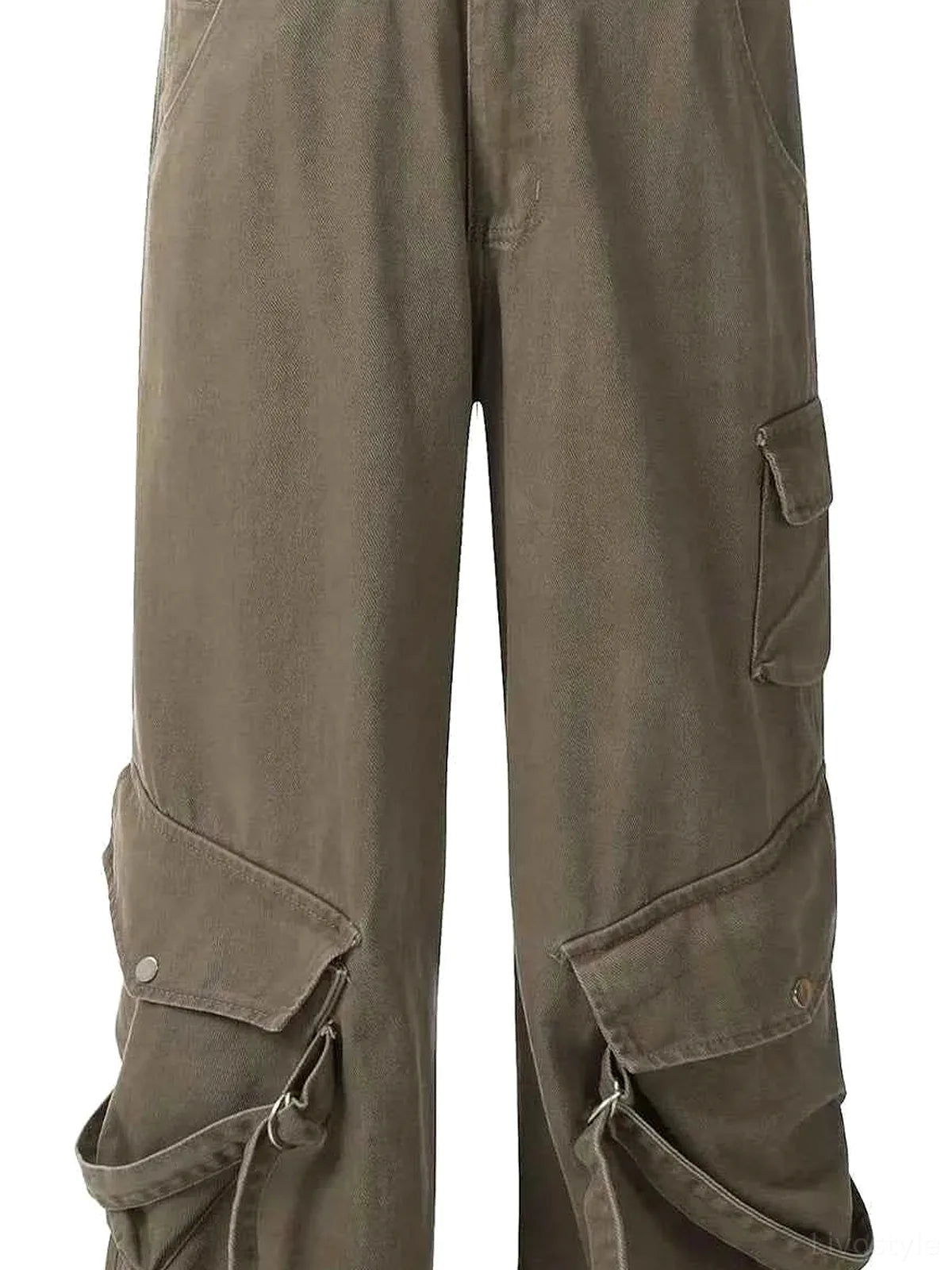 Curry Olive Men's Straight Leg Cargo Pants — detail view — Livostyle