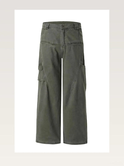 Olive Green Men's Wide Leg Cargo Utility Pants — styled showcase — Livostyle