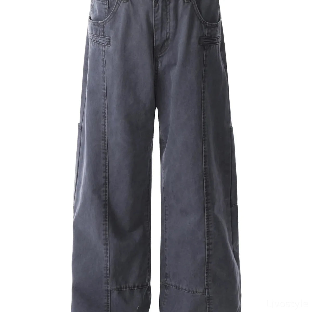 Men's Wide Leg Cargo Pants with Stitching Detail — square view — Livostyle
