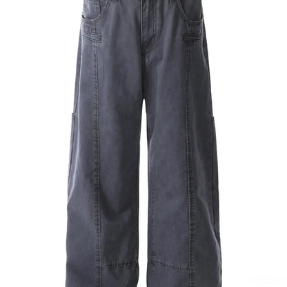 Men's Wide Leg Cargo Pants with Stitching Detail — square view — Livostyle
