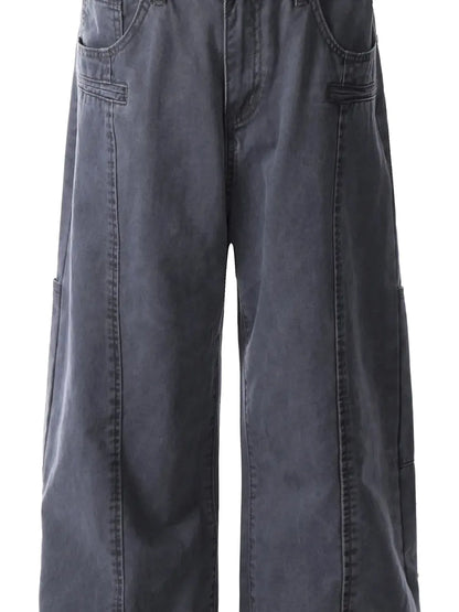 Men's Wide Leg Cargo Pants with Stitching Detail — detail view — Livostyle