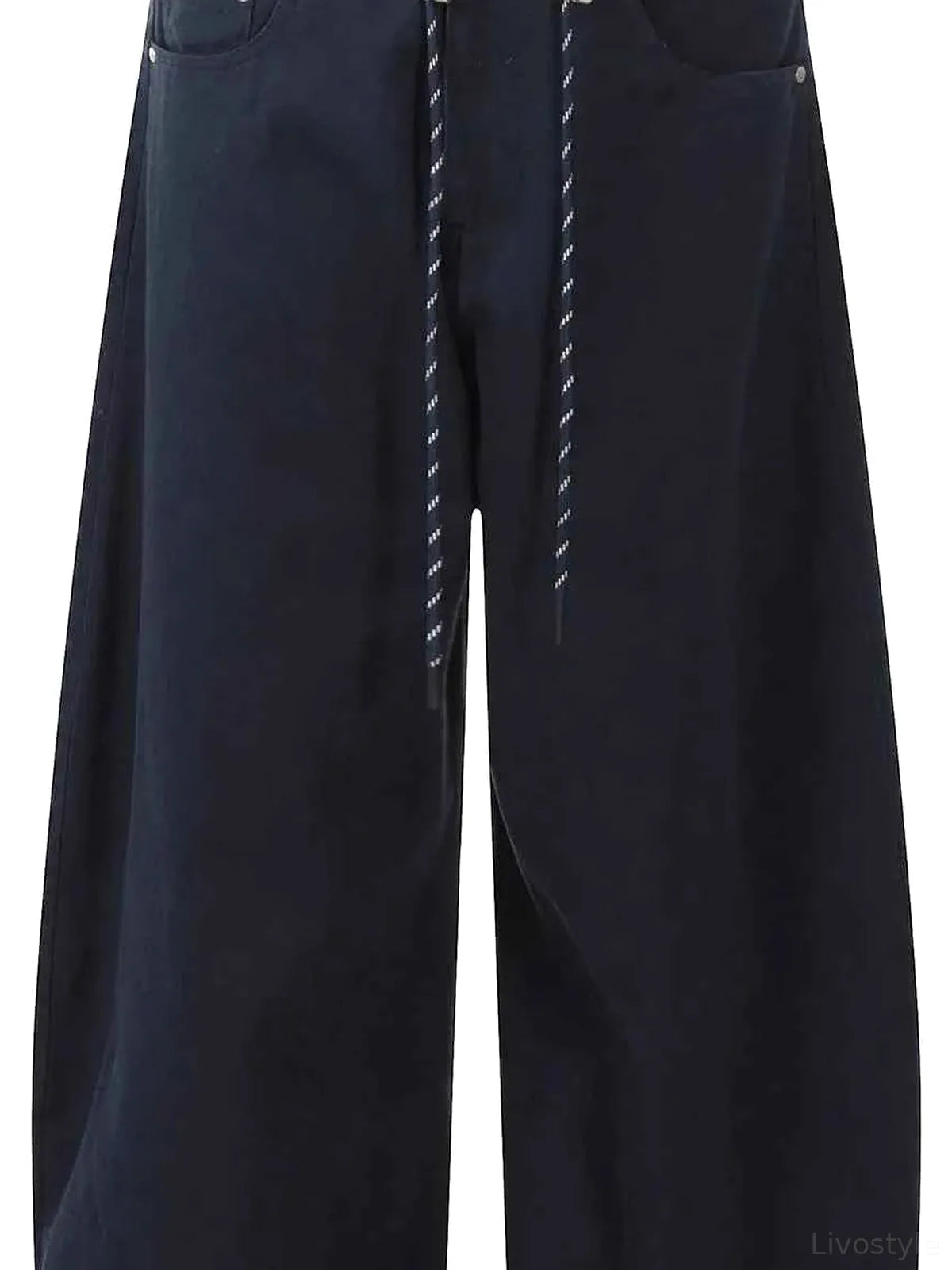 Men's Wide Leg Drawstring Cargo Pants — detail view — Livostyle