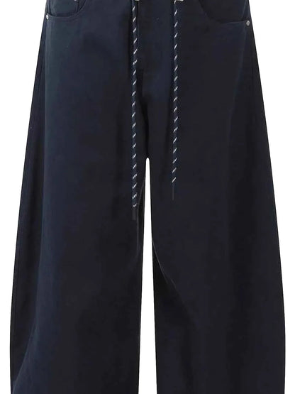 Men's Wide Leg Drawstring Cargo Pants — detail view — Livostyle