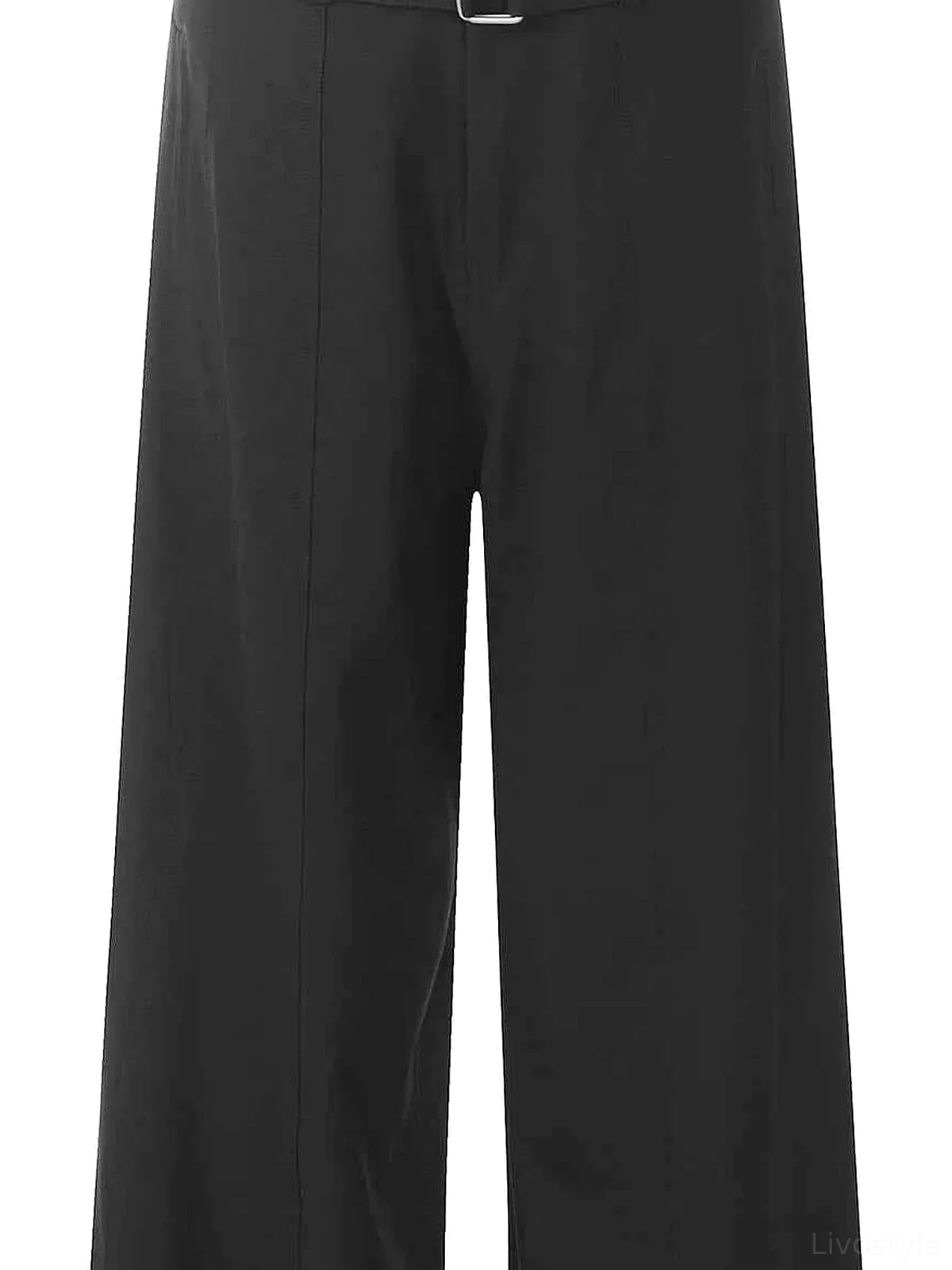 Men's Wide Leg High Waist Pants with Belt — detail view — Livostyle