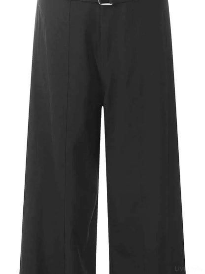 Men's Wide Leg High Waist Pants with Belt — detail view — Livostyle