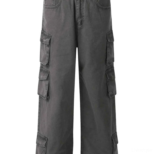 Men's Wide Leg Multi-Pocket Cargo Pants — square view — Livostyle