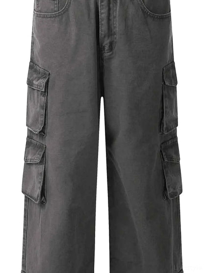 Men's Wide Leg Multi-Pocket Cargo Pants — detail view — Livostyle