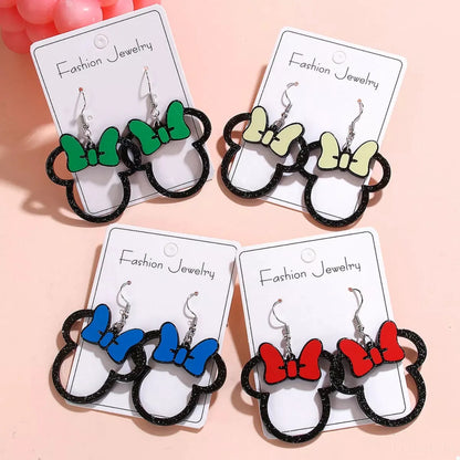Mickey Mouse Bow Drop Earrings — square view — Livostyle