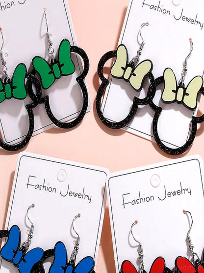 Mickey Mouse Bow Drop Earrings — detail view — Livostyle