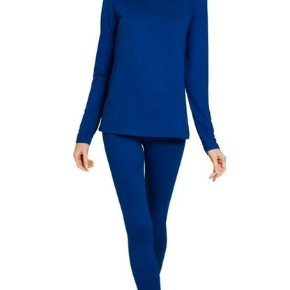 Microfiber Round Neck Top and Leggings Set in LT NAVY — square view — Livostyle