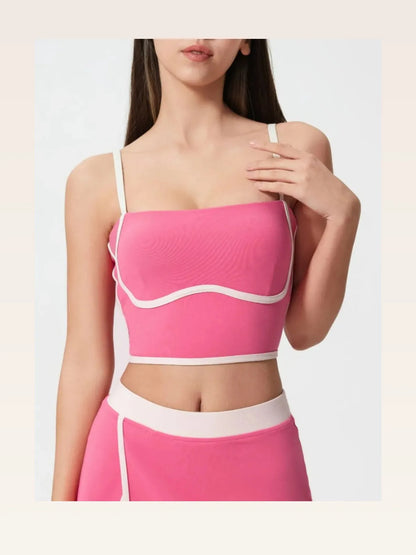 Contrast Trim Square Neck Active Cami with Detachable Chest  — styled showcase — Livostyle