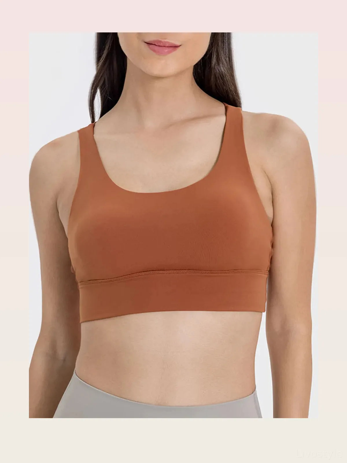 Crisscross Back Scoop Neck Active Tank with Chest Pads – photo 2