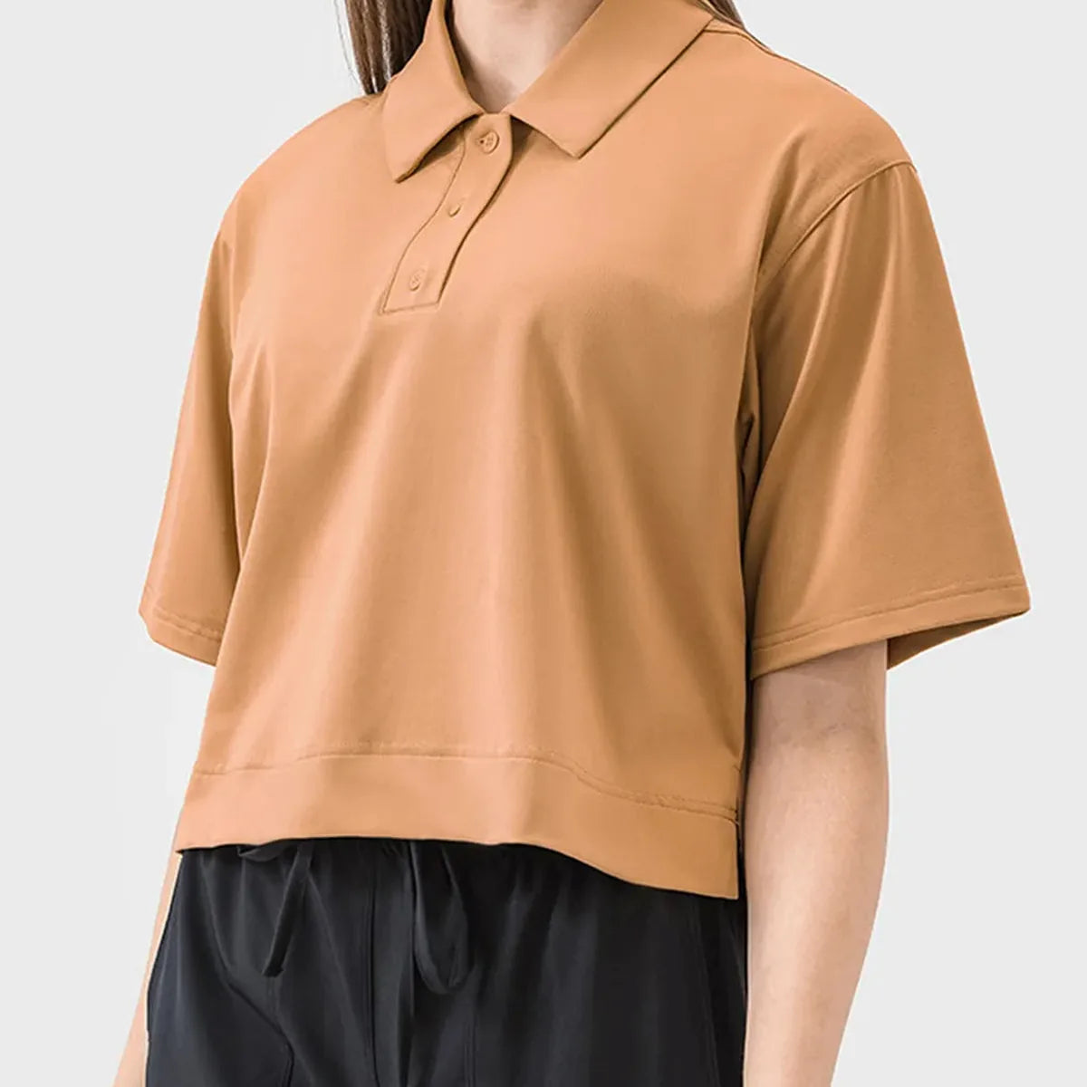 Half Button Short Sleeve Active T-Shirt — square view — Livostyle