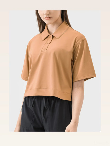 Half Button Short Sleeve Active T-Shirt — styled showcase — Livostyle