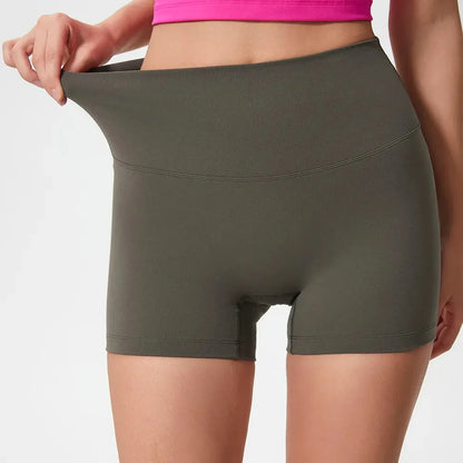 High Waist Active Shorts in Deep Dark Green — square view — Livostyle