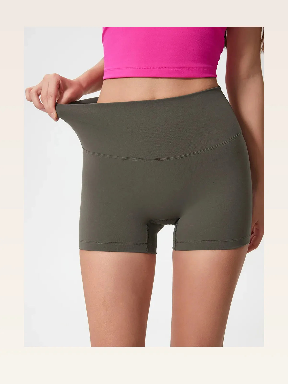 High Waist Active Shorts in Deep Dark Green — styled showcase — Livostyle