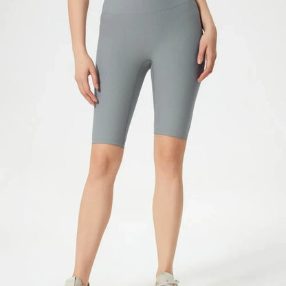 High Waist Active Shorts in Gray — square view — Livostyle
