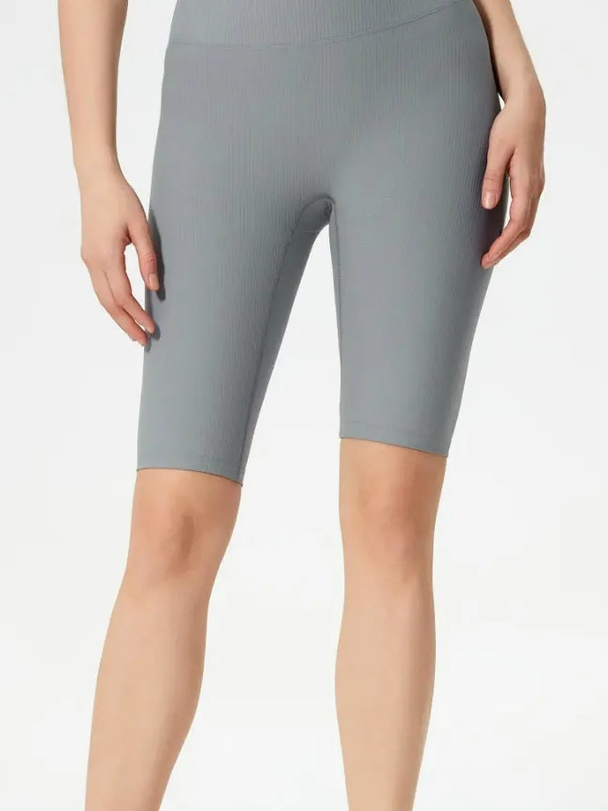 High Waist Active Shorts in Gray — detail view — Livostyle