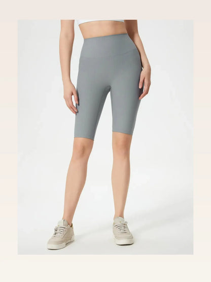 High Waist Active Shorts in Gray — styled showcase — Livostyle