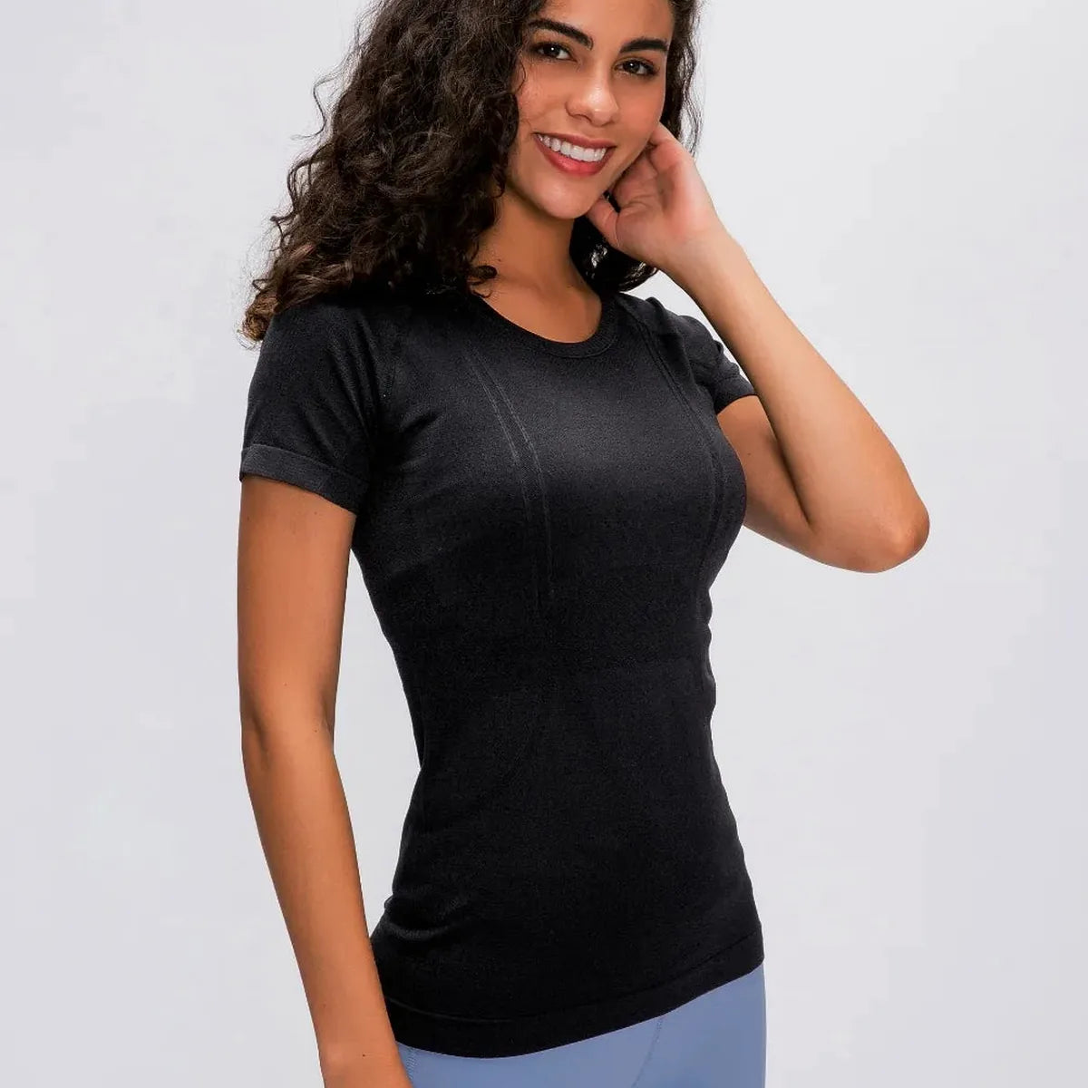 Round Neck Short Sleeve Active T-Shirt — square view — Livostyle