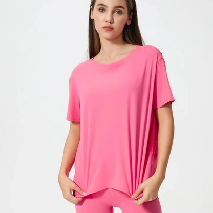 Round Neck Short Sleeve Active T-Shirt — square view — Livostyle