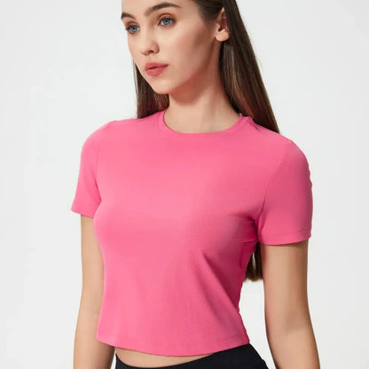 Round Neck Short Sleeve Active T-Shirt — square view — Livostyle