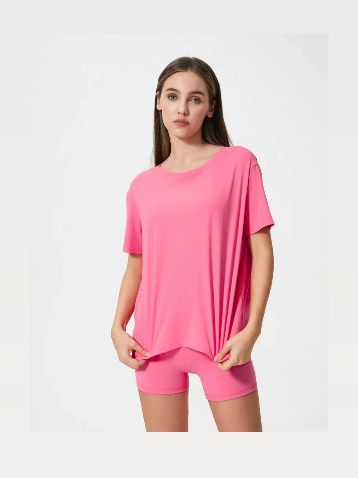Round Neck Short Sleeve Active T-Shirt — styled showcase — Livostyle