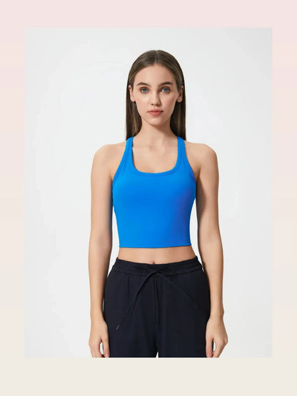 Scoop Neck Active Tank with Detachable Chest Pads — styled showcase — Livostyle