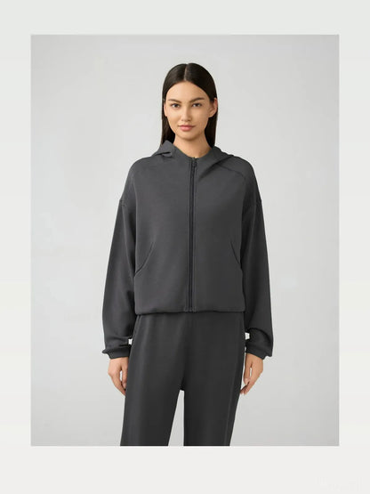 Zip Up Dropped Shouder Active Hooded — styled showcase — Livostyle
