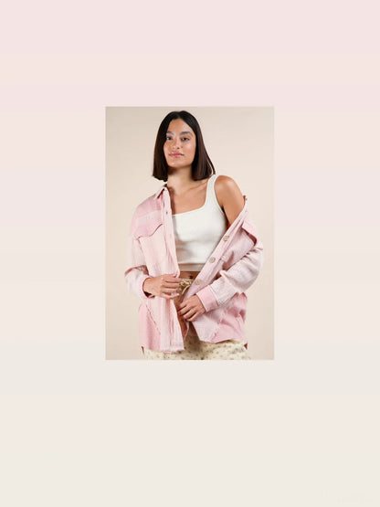 Mineral Washed Oversized Gauze Shacket — styled showcase — Livostyle