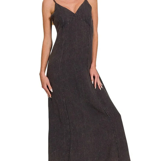 Mineral-Washed Rayon Challis Cami Dress — square view — Livostyle