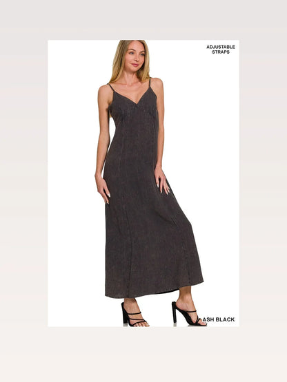 Mineral-Washed Rayon Challis Cami Dress — styled showcase — Livostyle
