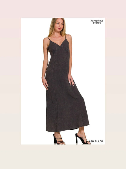 Mineral-Washed Rayon Challis Cami Dress — styled showcase — Livostyle