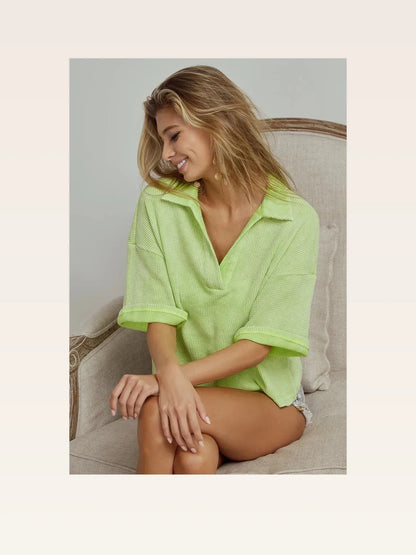 Stylish & Comfortable Mineral Washed Thermal Top — styled showcase — Livostyle