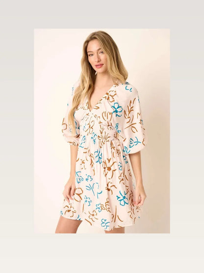 Flower Print Mocked Waist Mini Dress — styled showcase — Livostyle