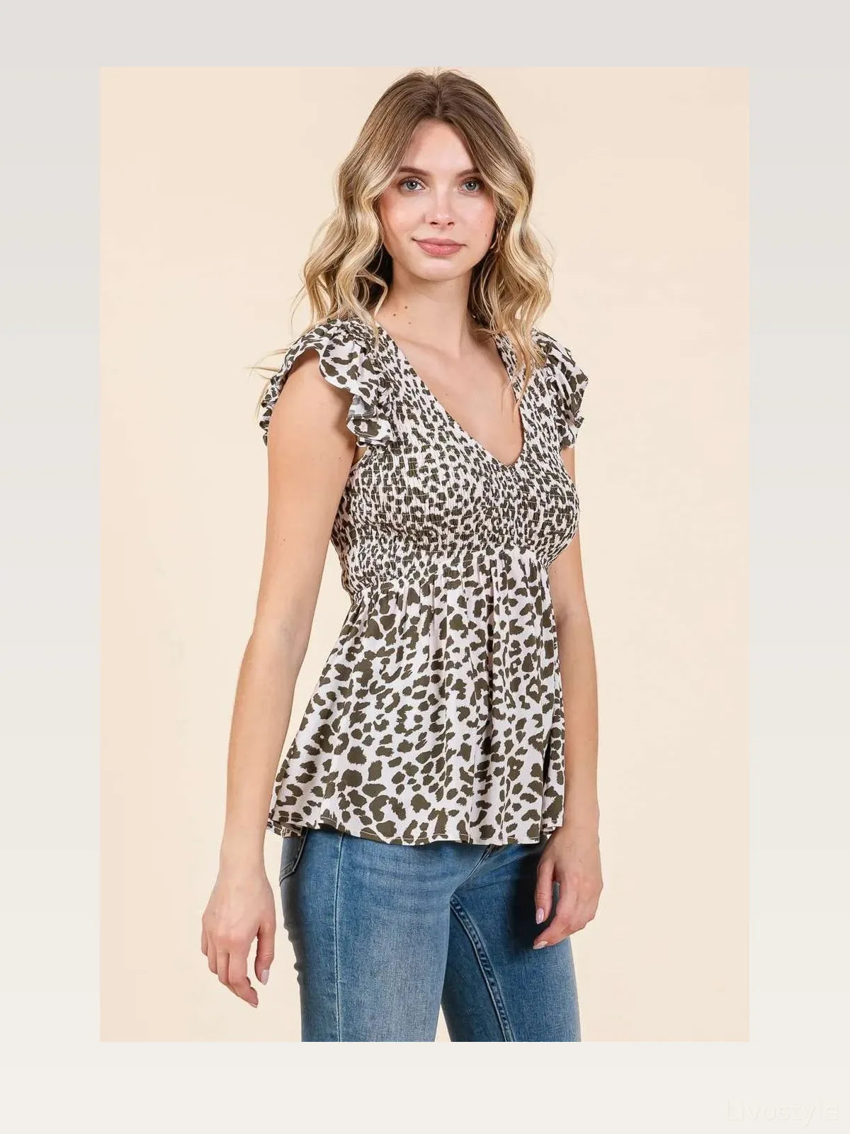 Leopard Print Ruffle Smock Blouse — styled showcase — Livostyle