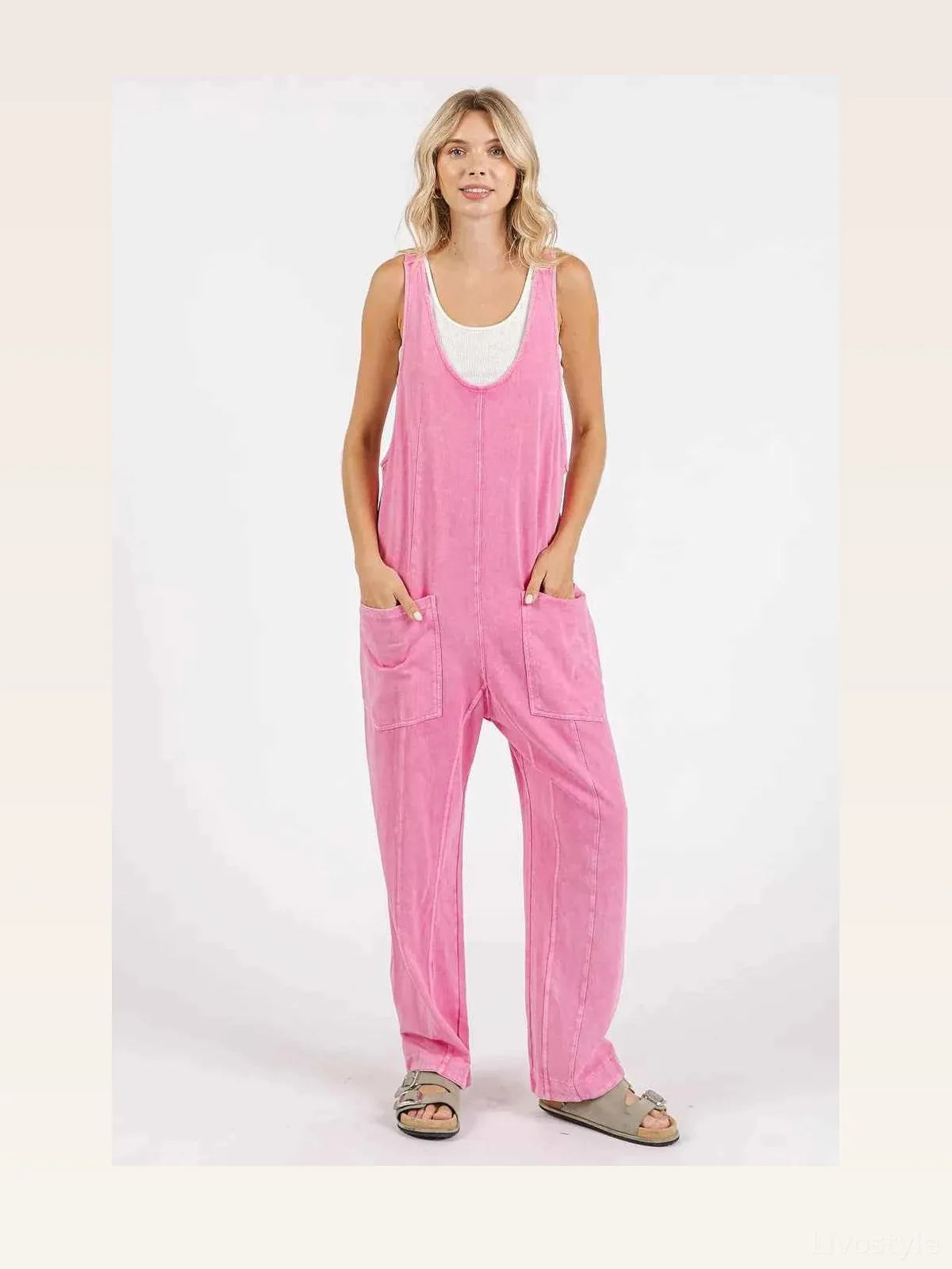 Mineral Wash Relaxed Fit Sleeveless Harem Jumpsuit – photo 4