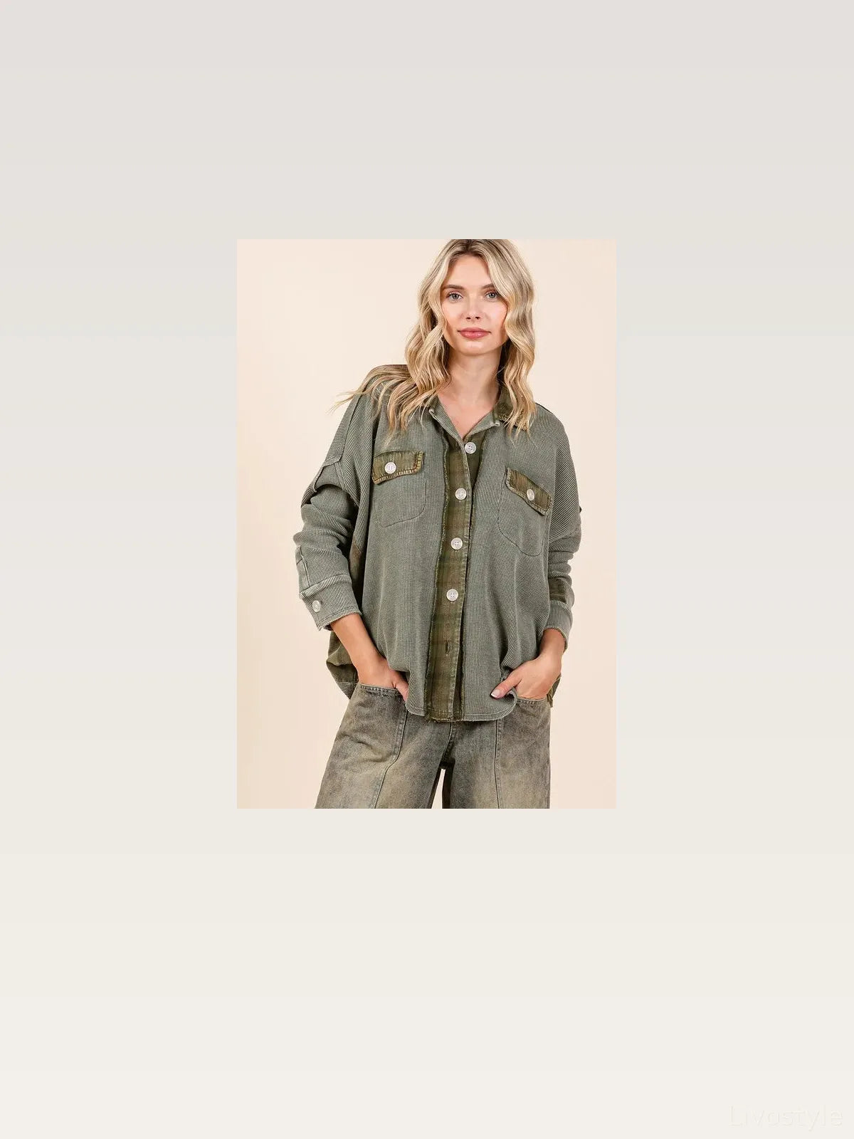 Mineral Washed Plaid Button Down Shacket — styled showcase — Livostyle