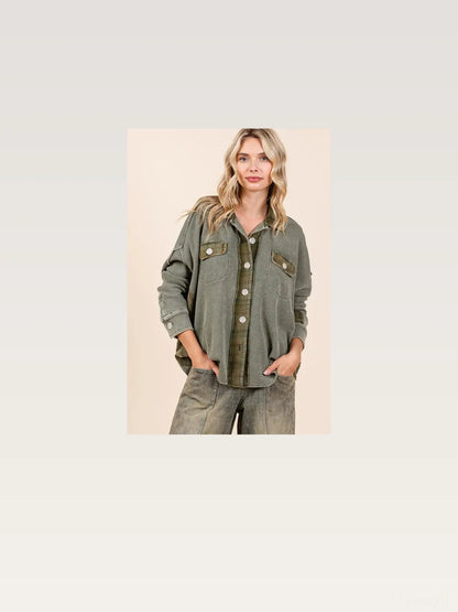 Mineral Washed Plaid Button Down Shacket — styled showcase — Livostyle