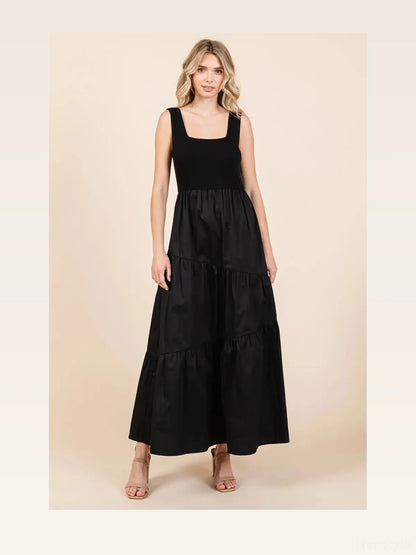 Mix Media Square Neck Maxi Dress — styled showcase — Livostyle