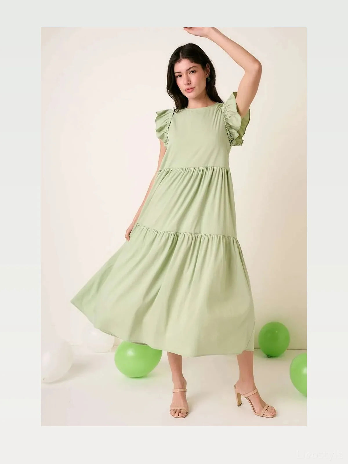 Ruffle Short Sleeve Tiered Maxi Dress — styled showcase — Livostyle