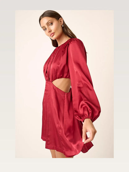 Satin Side Cutout Detail Mini Dress — styled showcase — Livostyle