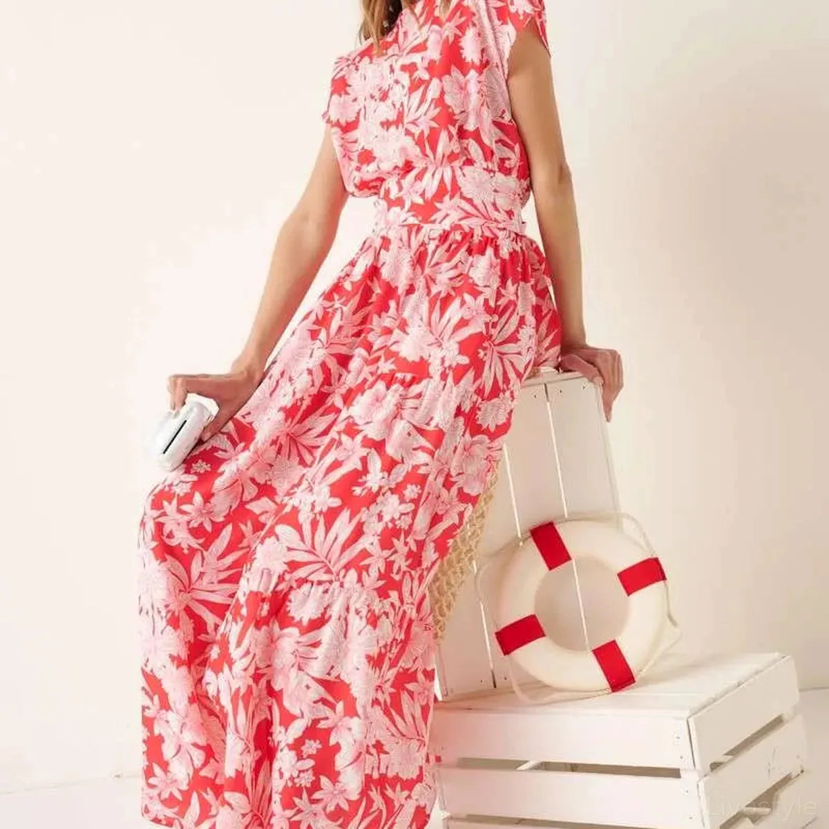 Tropical Print Top and Skirt Set — square view — Livostyle