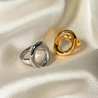 Modern Hollow Oval Ring — square view — Livostyle